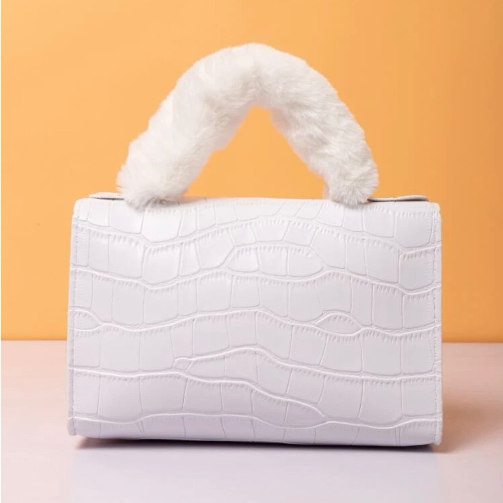 Mini Fuzzy croc flap square bag